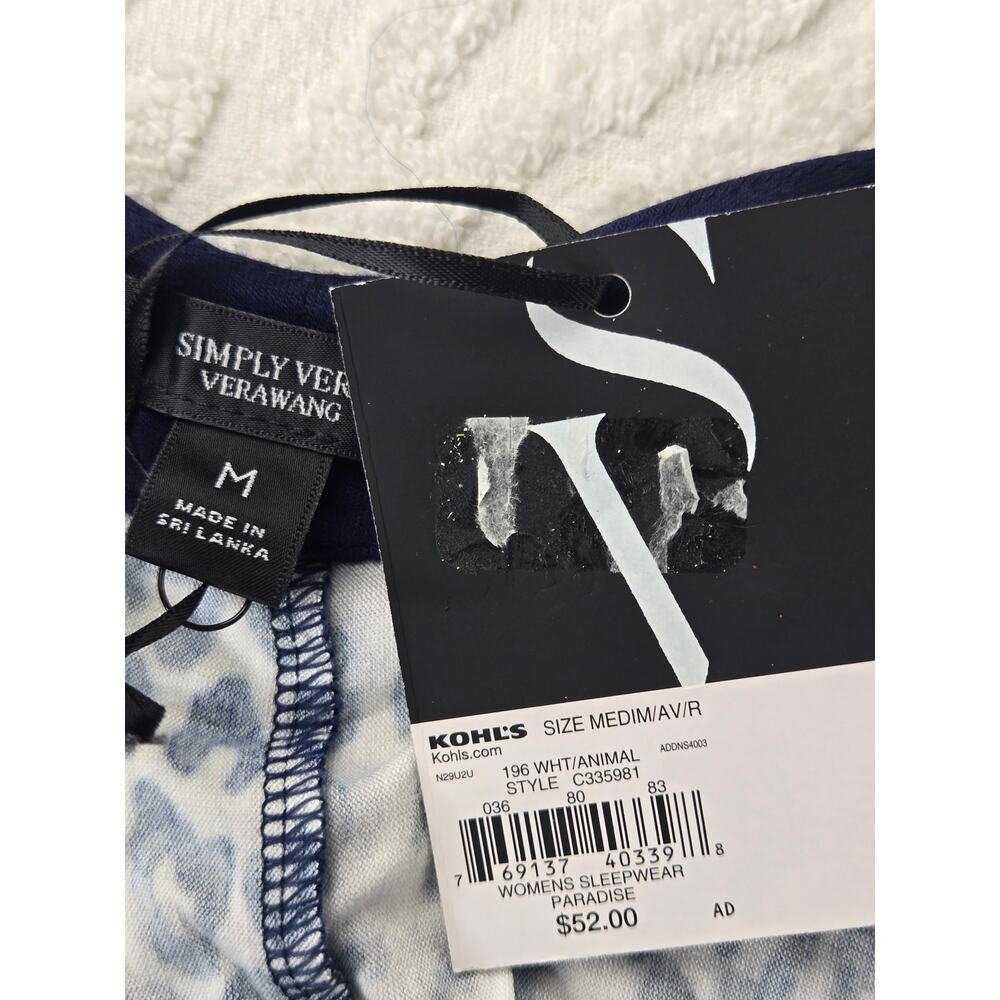 Simply Vera Wang Paradise NWT sleepwear nightgown leopard cheetah Medium blue - Picture 3 of 16